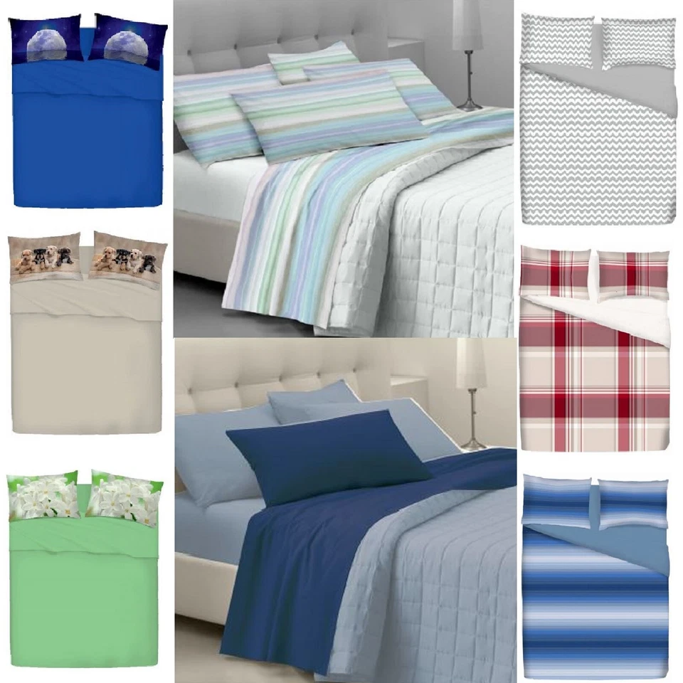 Completo Letto Lenzuola Misto Cotone Morbido Sopra Sotto Angoli Federe Fantasia - Immagine 1 di 1