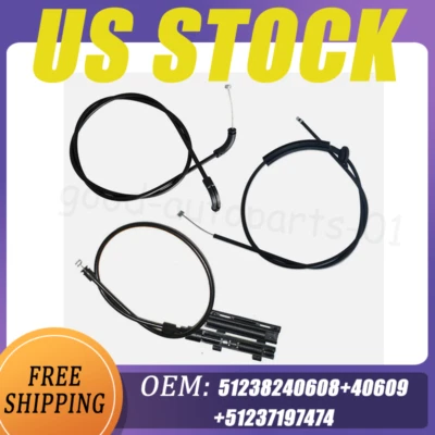 3 PCS Engine Hood Release Cable Kit for BMW 7 Series E66 730Li 740Li 750Li 760Li Foto 1 de 4