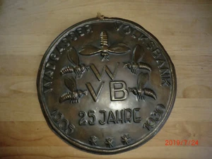 Werbeschild Wadgasser Volksbank 25 Jahre 1905-1930 Messing/ Bienenmotiv geprägt - Bild 1 von 5