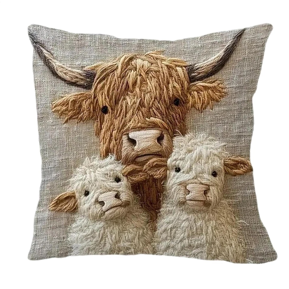 Диванная наволочка плюшевая животное высокогорная корова овца декоративная наволочка чехол - Изображение 1 из 4
