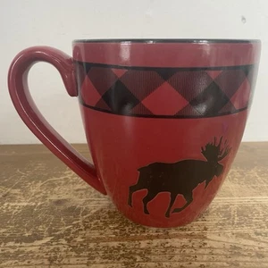Taza de café Bass Pro Shop White River roja negra a cuadros de alce 16 OZ - Imagen 1 de 10