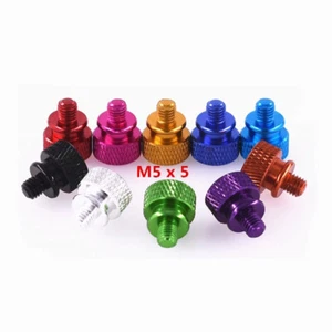 M5 Aluminium Anodised Color Knurled Thumb Screws High Head Hand Grip Knob Bolts - Picture 1 of 21