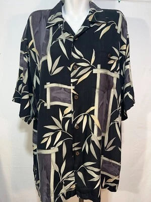 Camisa de seda hawaiana Bamboo Kay para hombre negra gris bambú XL  Foto 1 de 4