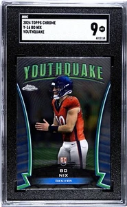 2024 Topps Chrome Bo Nix Y-16 Youthquake SGC 9 Mint RC Rookie ! Clean Card ! - Picture 1 of 3