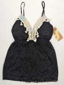 Miss Lady Made In Italy Lace Top Black Size S/M - Picture 1 of 2