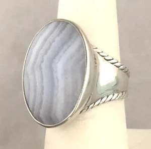 Carolyn Pollack Relios Sterling Silver Banded Agate Ring Size 8 - Picture 1 of 9