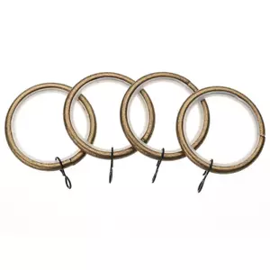 Antique Brass Lined Curtain Pole Rings x4 for 28mm Universal Poles Swish Integra - Picture 1 of 9