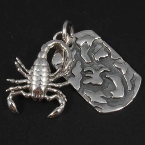 HANDWERKER SKORPION TATTOO ANHÄNGER 925 STERLING MASSIV SILBER HERREN DAMEN ANHÄNGER - Bild 1 von 12