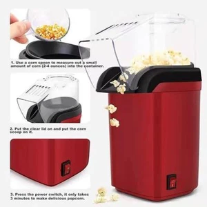 Macchina Popcorn Senza Olio.1200W Elettrica Aria Calda Macchina per Popper Mais Sana 16Tazze - Foto 1 di 14