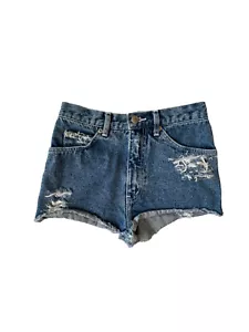 Pantalones cortos Just Jeans para mujer 7 desgastados tiro alto azul australiano (W24 L1) - Imagen 1 de 10