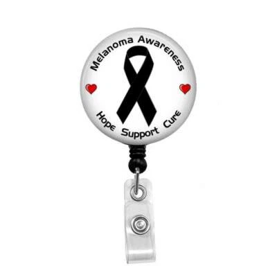 Conciencia del melanoma - Soporte de insignia retráctil - Carrete de insignia - Cordones - Estetosco Foto 1 de 4