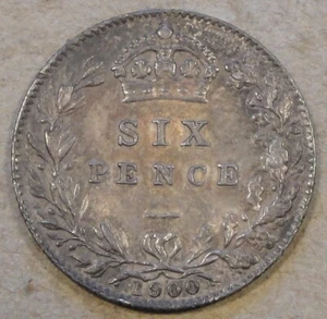 Great Britain 1900 Six Pence Borderline Unc - Picture 1 of 2