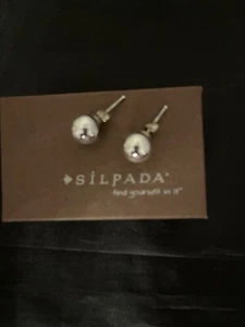 Silpada P1386 Sterling Silver .925 Sphere Ball Bead Post Earrings NIB - Picture 1 of 8
