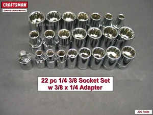 KIT DE PRISES D'ENTRAÎNEMENT CRAFTSMAN 22 pièces 1/4" 3/8" 12pt 10 18 20 24 26 30 - Photo 1/1