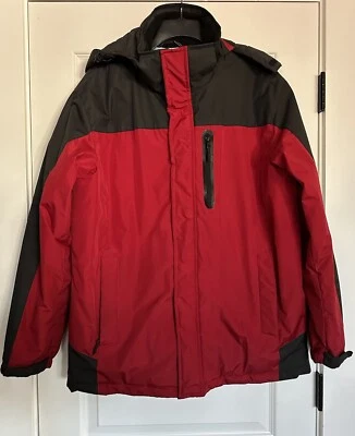 Hawke & Co Mens Red Black Hooded Winter Jacket Heat Insulated Water Resistant XL - Image 1 of 4