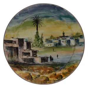 Placa decorativa marroquí hecha a mano pintada de pared cerámica española mexicana - Imagen 1 de 4