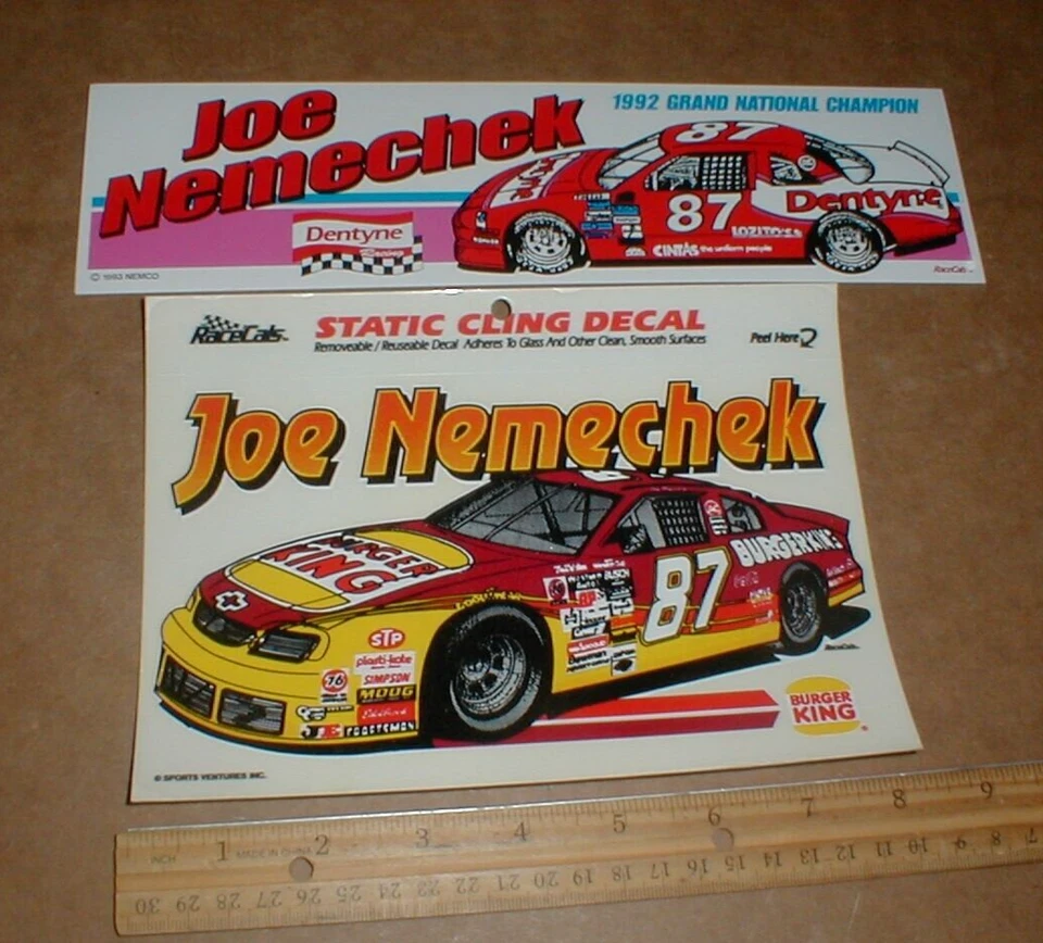 vtg Joe Nemechek NASCAR Racing Decal Sticker Lot Burger King Dentyne gum 2 diff - Image 1 of 1