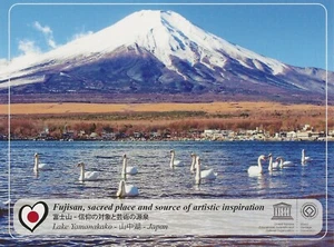 Postcard Japan Fujisan Mt Fuji & Lake Yamanakako Yamanashi Pref. UNESCO Site MNT - Picture 1 of 2