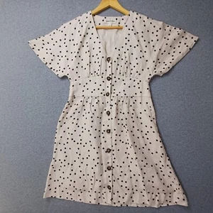 Country Road Dress Womens 8 Beige Black Spots Fit and Flare Lined Retro 80s - Picture 1 of 12