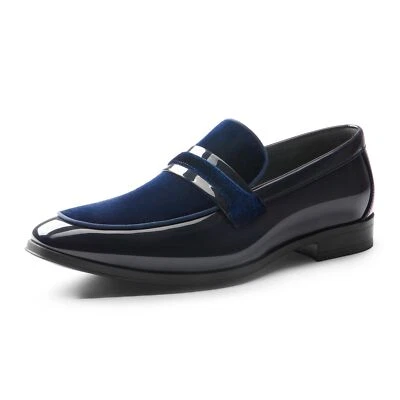 Men's Tuxedo Patent Loafers Classic Velvet Slip-on Dress Shoes US Size 8-13 - Image 1 of 4