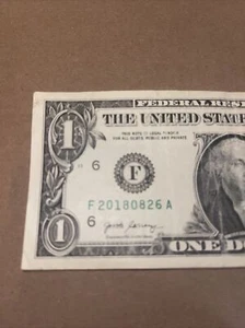 Birthday,Anniversary F 20180826 A. August 26, 2018. Good Condition. 2017 $1 Bill - Picture 1 of 4