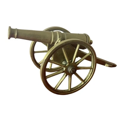 "Réplica de cañón militar sobre ruedas de latón macizo de 8""" Foto 1 de 4