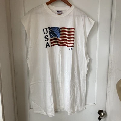 Vintage 2003 USA American Flag Shirt Sleevleess Sonoma Men's 2XL - Image 1 of 3