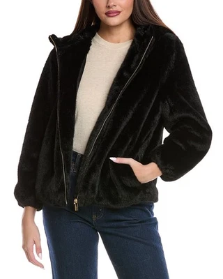 Jaqueta feminina Via Spiga com capuz preta XS - Imagem 1 de 3