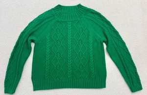 Gap Cable Crew Sweater Kelly Green Women's Medium 100% Cotton - Picture 1 of 9