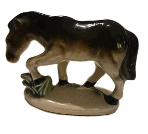 Vintage Pferd Keramik Figur Made in Japan klein 3,5" braun stehend - Bild 1 von 6