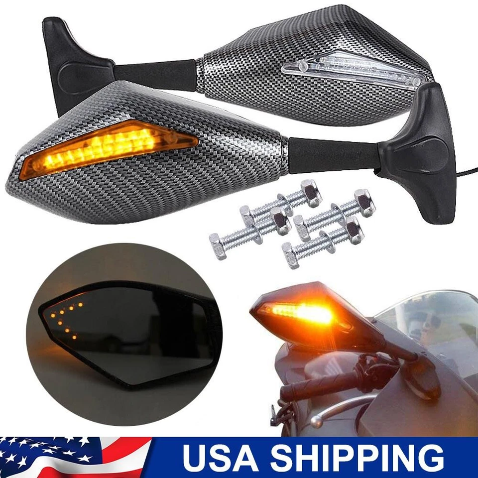 LED Turn Signal Rear View Mirrors For Yamaha YZF R1 R6 Suzuki GS500F GSXR1000 Foto 1 de 4