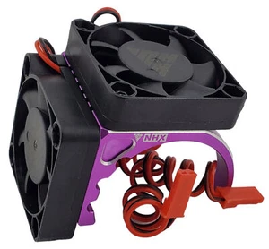 NHX RC 1/8 Side Mount Alum Heatsink with Twin 40mm Cooling Fans -Purple - Picture 1 of 4