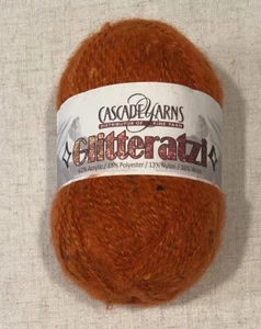 Cascade Yarns Glitteratzi Yarn #05 Pumpkin (Orange) Acrylic Blend Black/Sparkles - Picture 1 of 4
