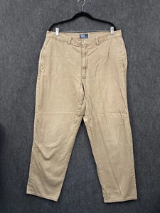 Polo Ralph Lauren Mens W38 L32 Chino Pants Light Brown Twill Zip Fly VTG - Picture 1 of 19