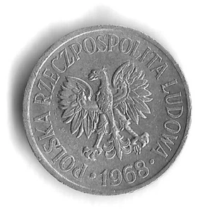 1968 Poland 5 Groszy Small World Coin - Mintage 10,196,000 - Y# A46 - Picture 1 of 2