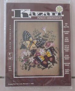 Vtg 1981 Kazari Two Butterflies Punch Embroidery Kit Made USA 8x10 NIP #A-70