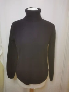 Woolovers Cashmere Merino Wool Roll Neck Sweater Jumper Size 10 12 Navy Blue - Picture 1 of 4
