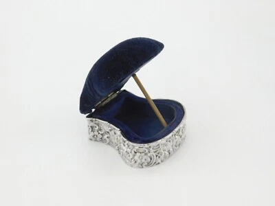 Broche eduardiano prata esterlina almofada bugigangas caixa antiga 1903 Birmingham - Imagem 1 de 4