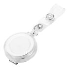 Retractable Ski Pass ID Card Badge Holder Key Chain Reels With Clip White E6L2