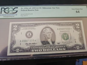 1995 Star FRN $2 Dollars Millennium. 1936-A* PCGS 64 Very CHOICE NEW - Picture 1 of 2