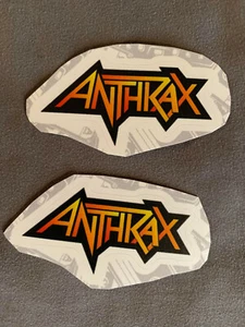 Lot of 2 ANTHRAX 1 1/2" x 2 1/2" Band Logo Stickers Gold Black FAST SHIP! - Picture 1 of 1