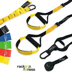 Fitness Suspension Trainer & Resistance Band Set | Gym Quality with Door Anchor 