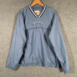 Seattle Seahawks Jacket Mens L Blue NFL Football Pullover Spell Out Vintage 90s - Picture 1 of 18