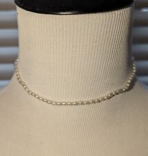 14k Solid Yellow Gold White Freshwater Seed Pearl Necklace 14" Choker Layering