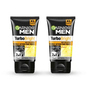 2No. Garnier Men Turbo Bright Anti-Pollution Double Action Facewash -100gm -F S - Picture 1 of 8