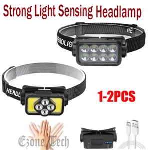 Motion Sensor Headlamp Flashlight Ultra-Light Bright LED Rechargeable Headlight - Bild 1 von 13
