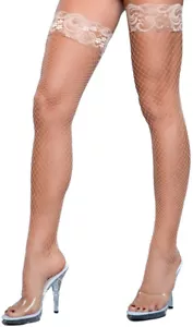 Fence Net Thigh Highs Stay Up Lace Top Silicone Fishnet Stockings Hosiery 1916 - Picture 1 of 14