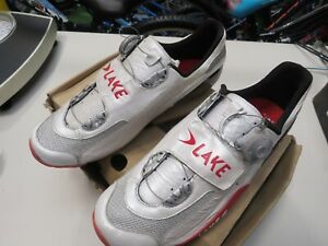 Lake CX401 White Road Bike Shoes white silver Size UK 8.5 EU 43.5 new carbon