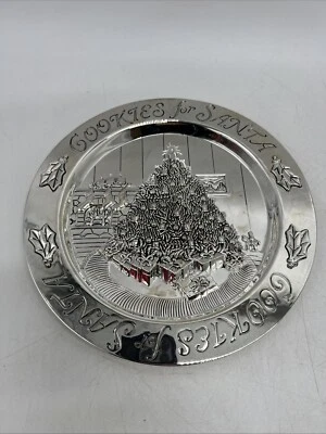 Plato de coleccionista navideño plateado International Silver Co "Galletas para Santa" Foto 1 de 4