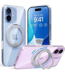 TORRAS Q3 360 Spin Magnetic Stand Case For iPhone 17 MagSafe Clear - Picture 1 of 8